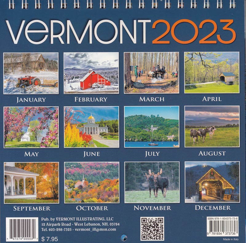 Mini Calendar Vermont Illustrating
